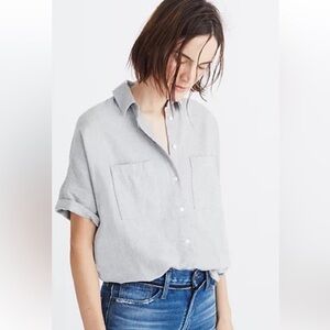 Madewell Cotton Flannel Courier Shirt Grey XXS